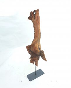 Escultura de corteza de chopo en pena de hierro